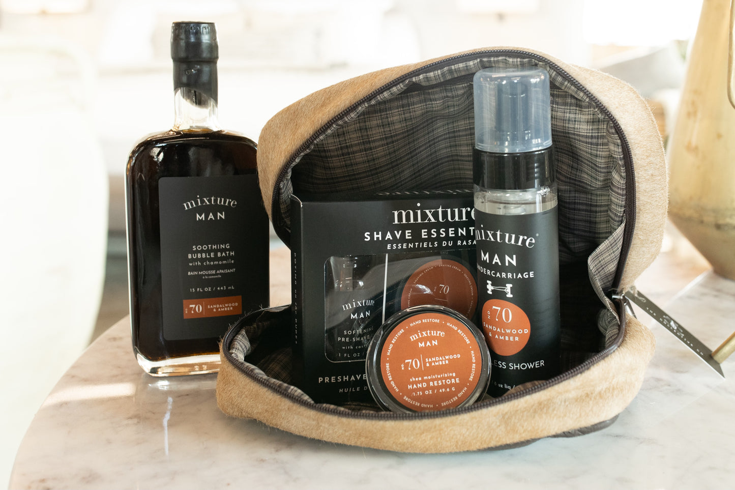 Leather & Fur Toiletry Bag