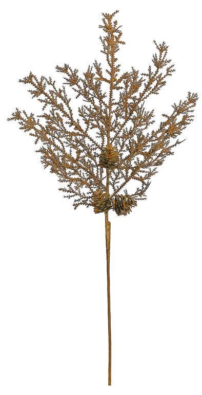 Metallic Cluster Cedar Spray, 32", Bronze/Gold