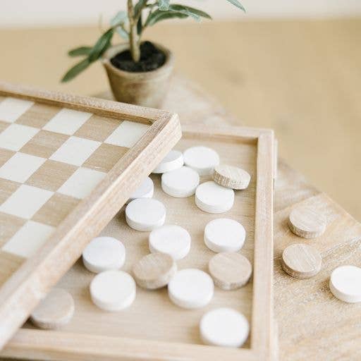 Wooden Checkerboard with Storage