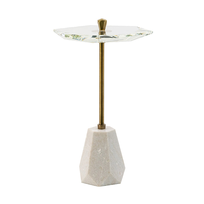 Marble Base Side Table with Unique Glass Tabletop