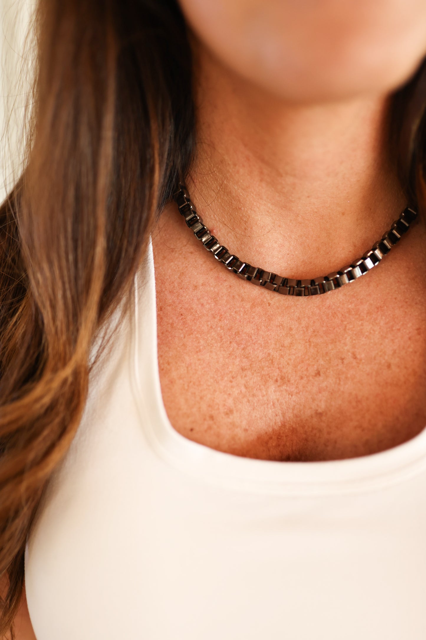 Gun metal Link Necklace