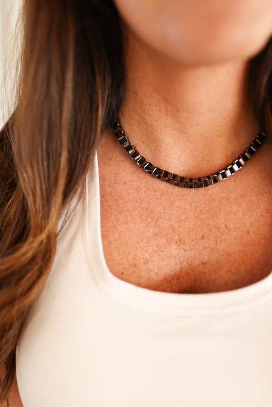 Gun metal Link Necklace