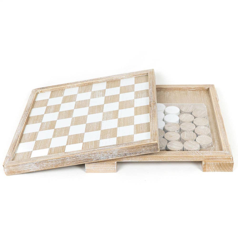 Wooden Checkerboard with Storage