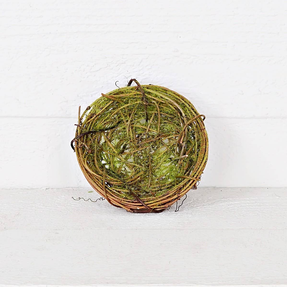 4.5inD Mossy Twiggy Bird Nest - Decorative Tabletop Object