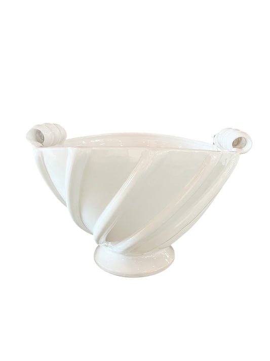 Centerpiece Large White Ribbon Bowl