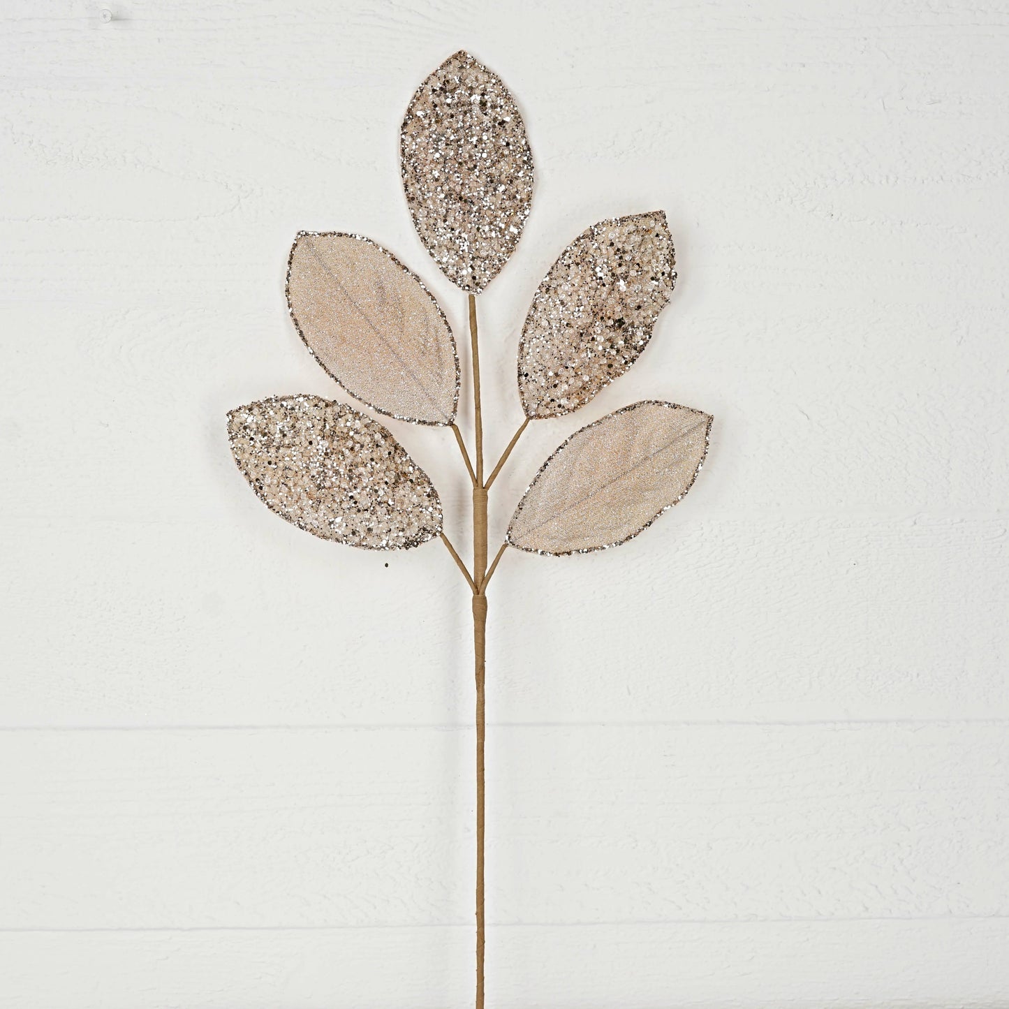 32250-25in Spray-Beaded Metallic Magnolia Leaves x5-CHAM