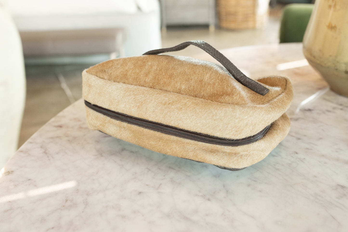 Leather & Fur Toiletry Bag