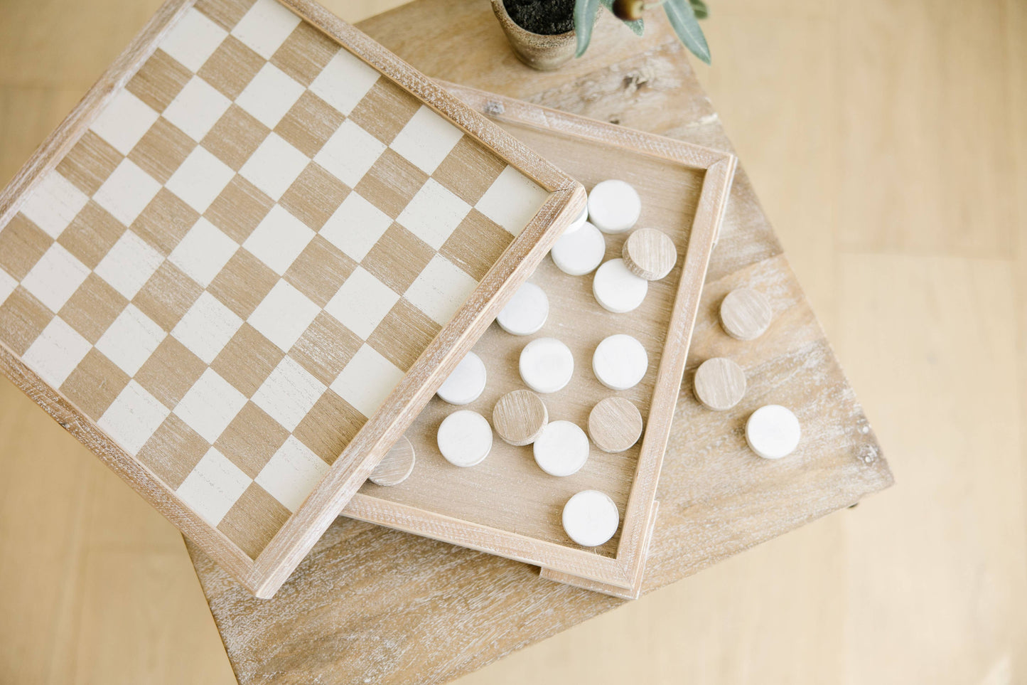 Wooden Checkerboard with Storage