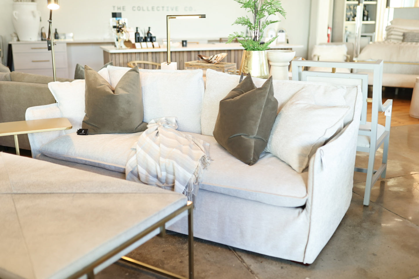 Brianna Slipcovered Sofa in Tidal Driftwood (Performance Fabric)