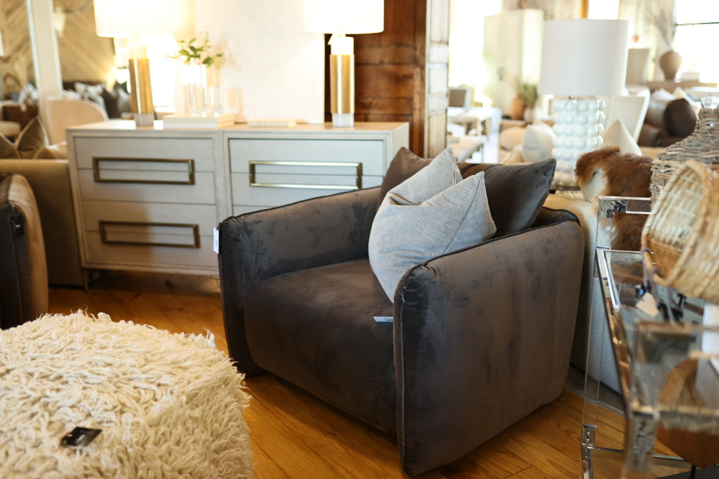Cobble Velvetlux Dark Brown Chair