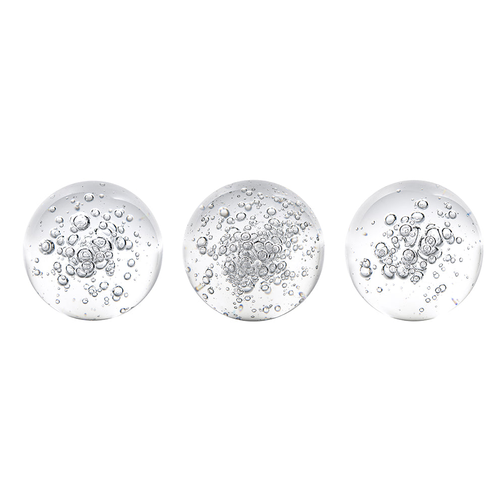 Clear Glass Spheres with Bubbles Set - Small
