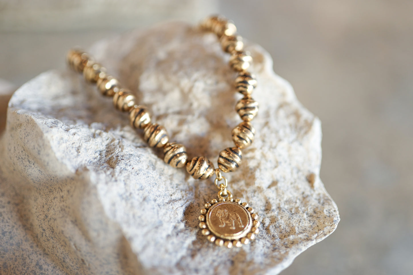 Bulldog Coin Necklace (Thick)