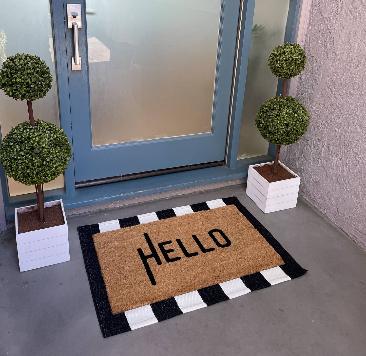 Black and White Striped Accent Rug