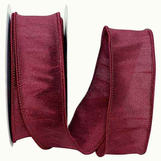 Ribbon - Dupioni Supreme Wired Edge Ribbon, Burgundy, 1-1/2 Inch, 10 Yard