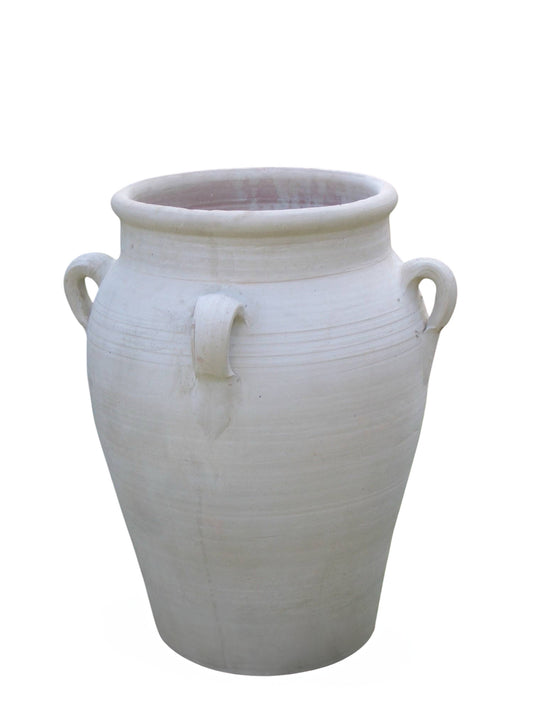 White Clay Pot w/4 Handles H 27.6" & Dia 23"
