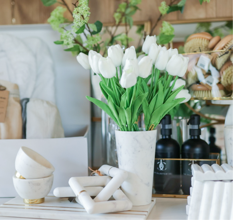 Marble Candel+Flower Vase