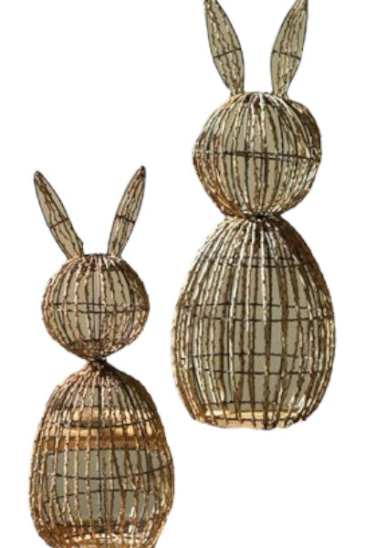 Set of Two Twig and Iron Rabbits