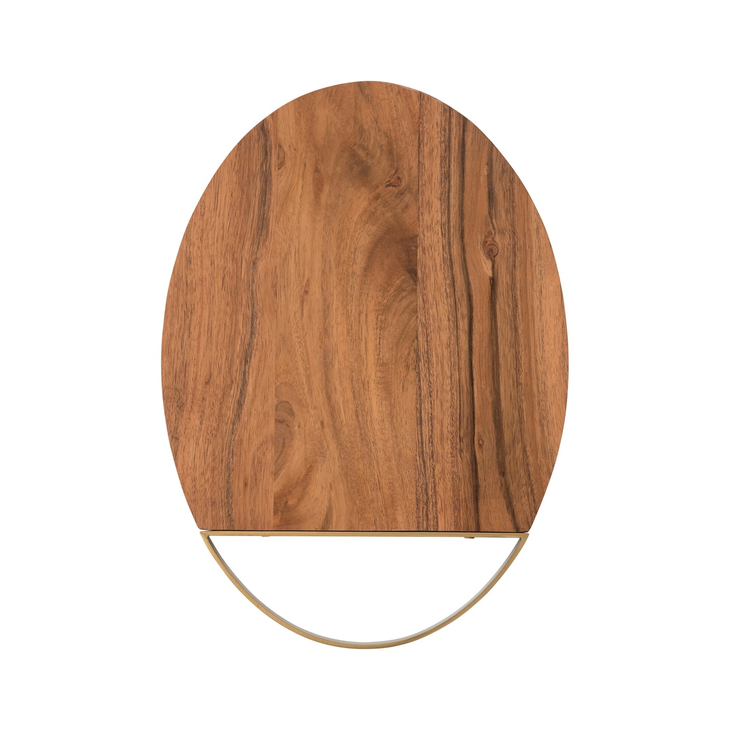 Oval Acacia Wood Cheese Board with Brass Handle