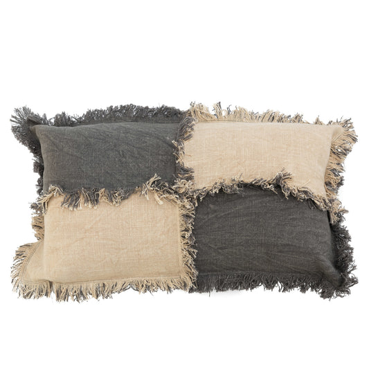 Woven Cotton Raw Edge Throw Pillow