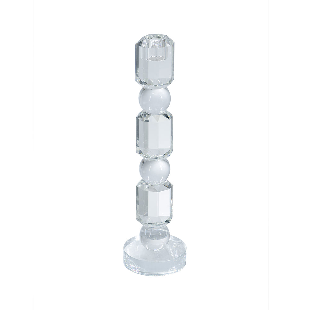 Clear Glass Taper Candle Holder with Elegant Column Design