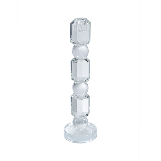 Clear Glass Taper Candle Holder with Elegant Column Design