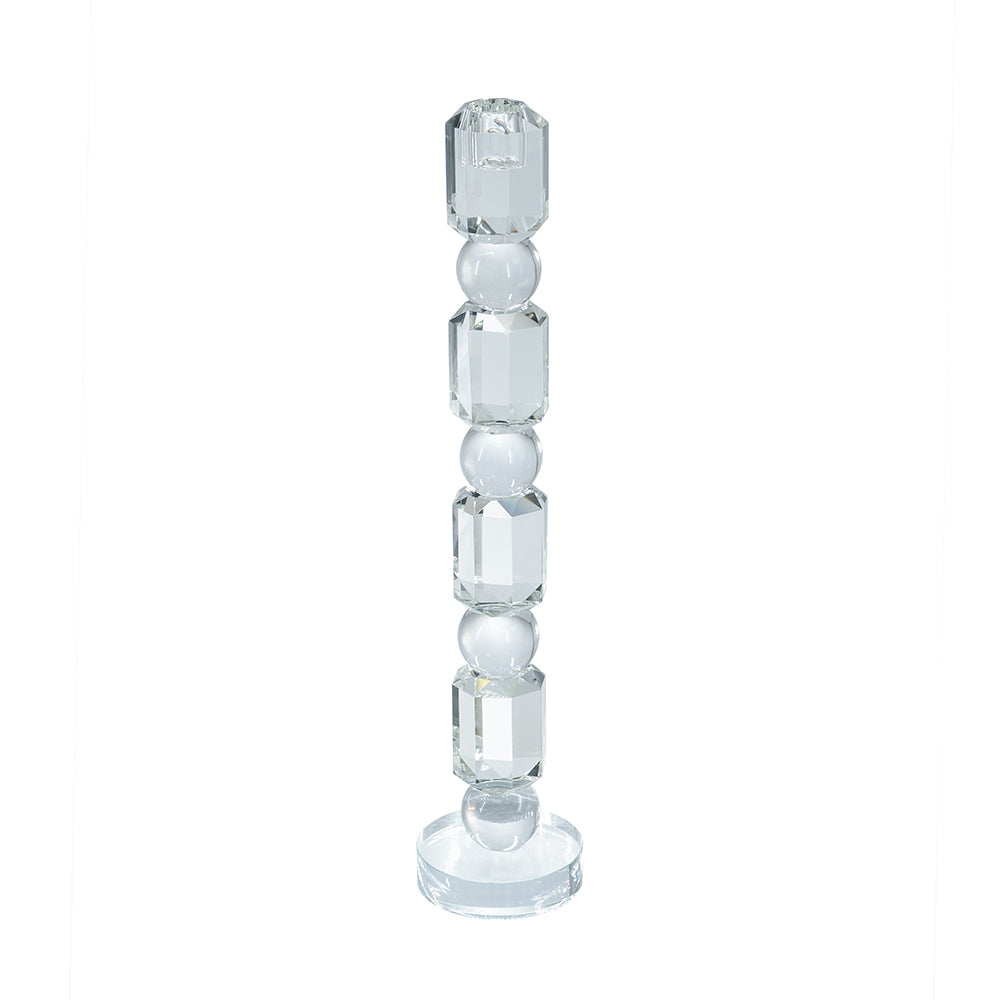 Clear Glass Taper Candle Holder with Elegant Column Design