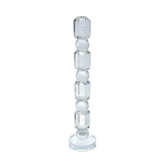 Clear Glass Taper Candle Holder with Elegant Column Design