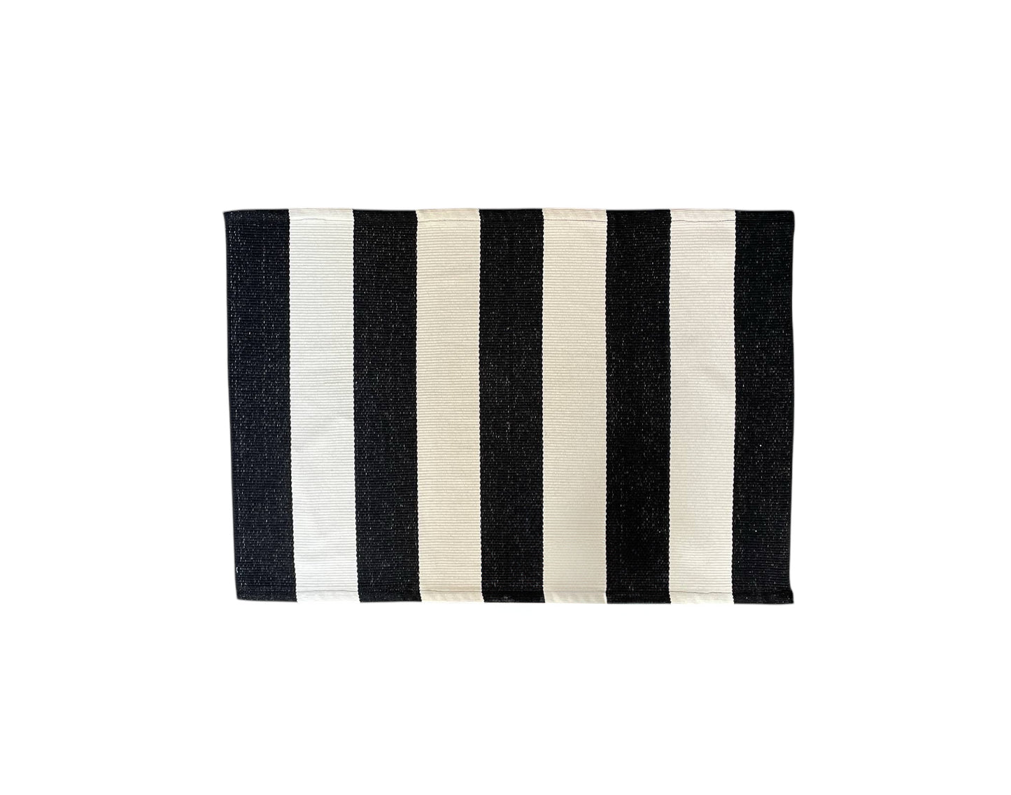 Black and White Striped Accent Rug