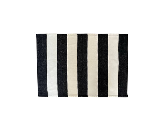 Black and White Striped Accent Rug