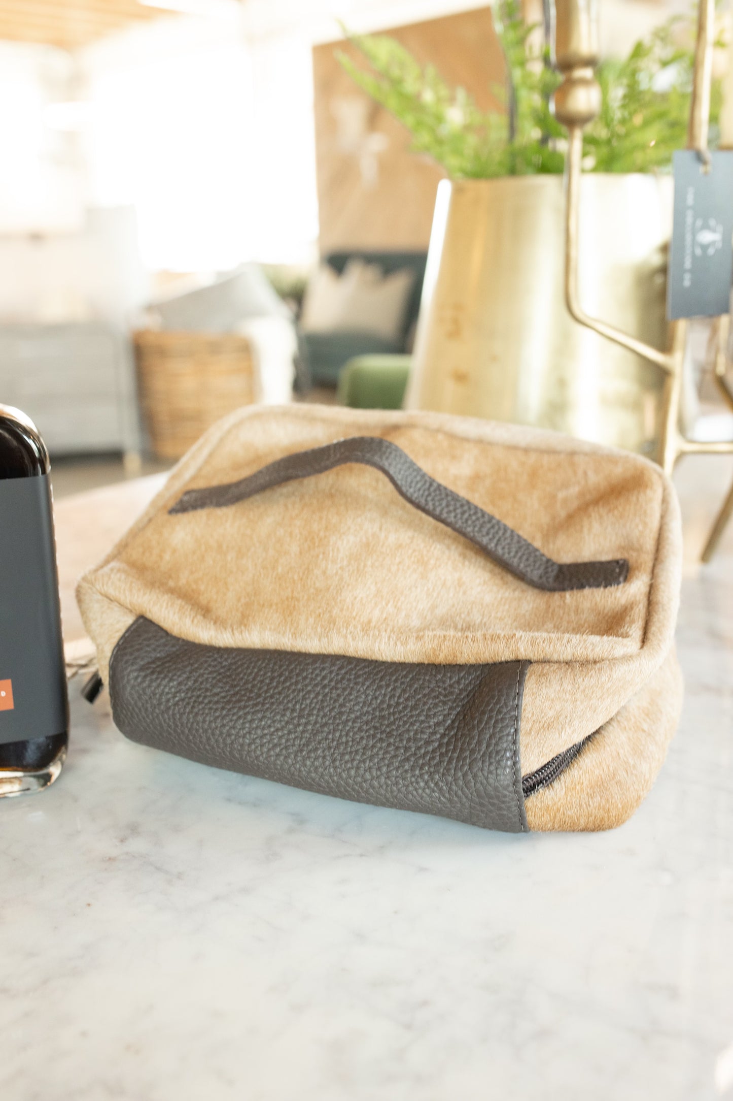 Leather & Fur Toiletry Bag