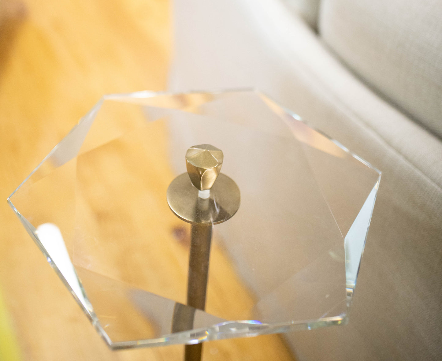 Marble Base Side Table with Unique Glass Tabletop