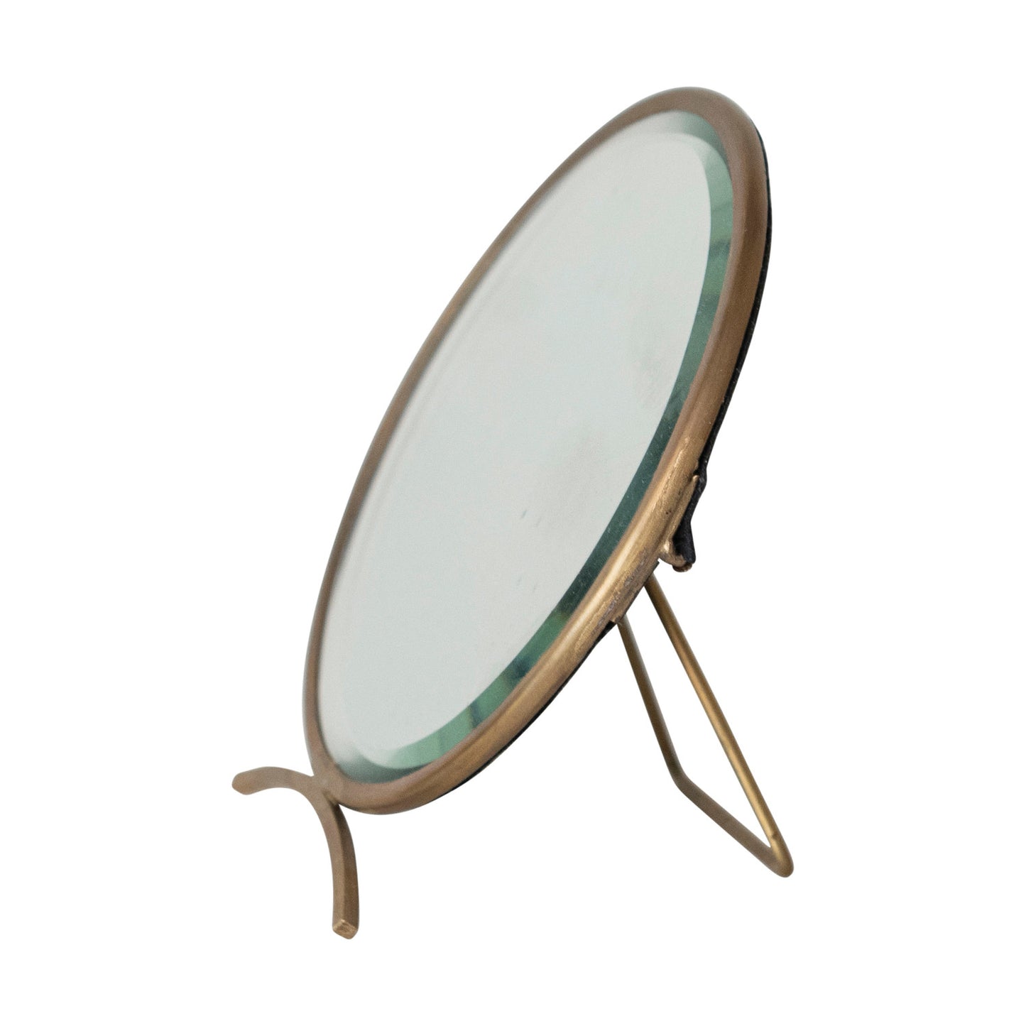 5" Round 5-1/2"H Brass Mirror