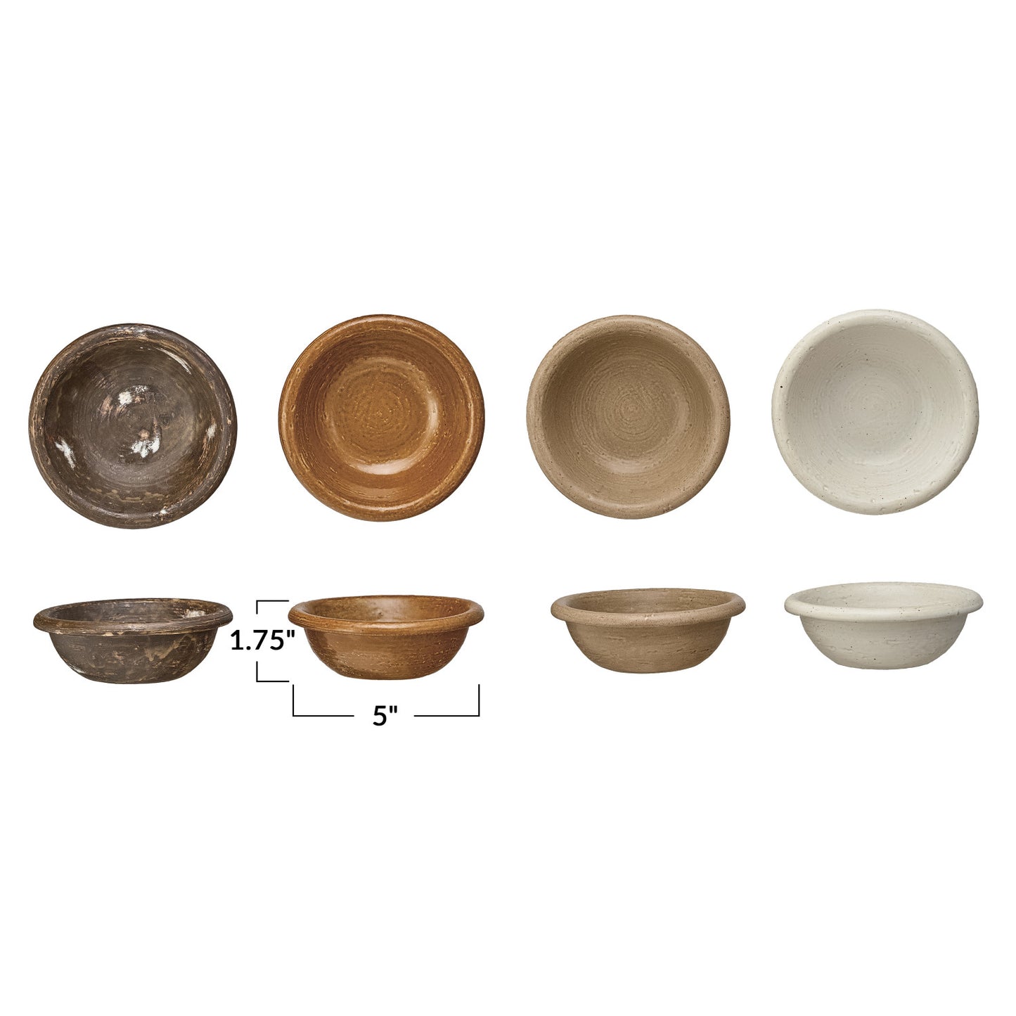 5" Rnd x 1-3/4"H Stoneware Bowls