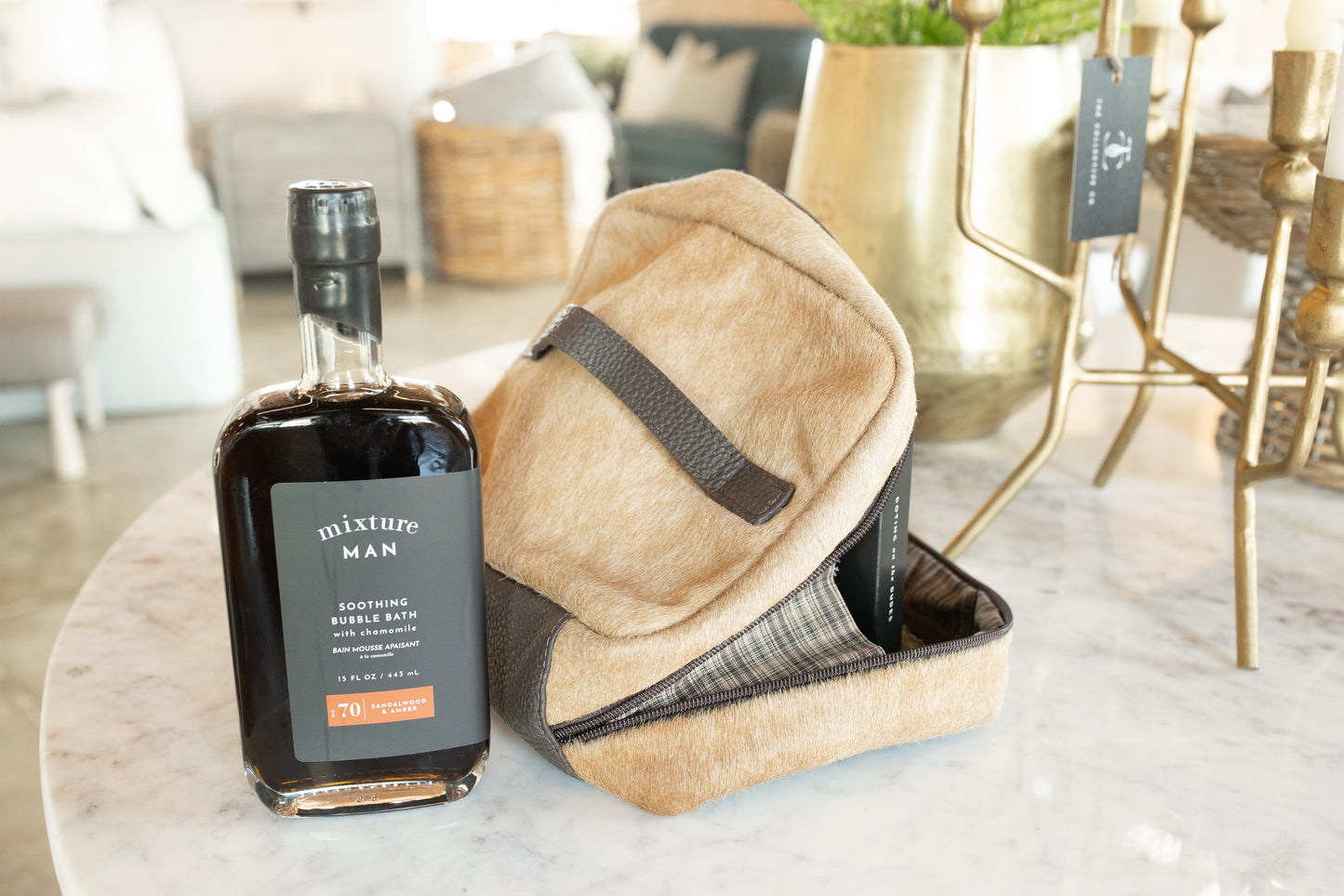Leather & Fur Toiletry Bag