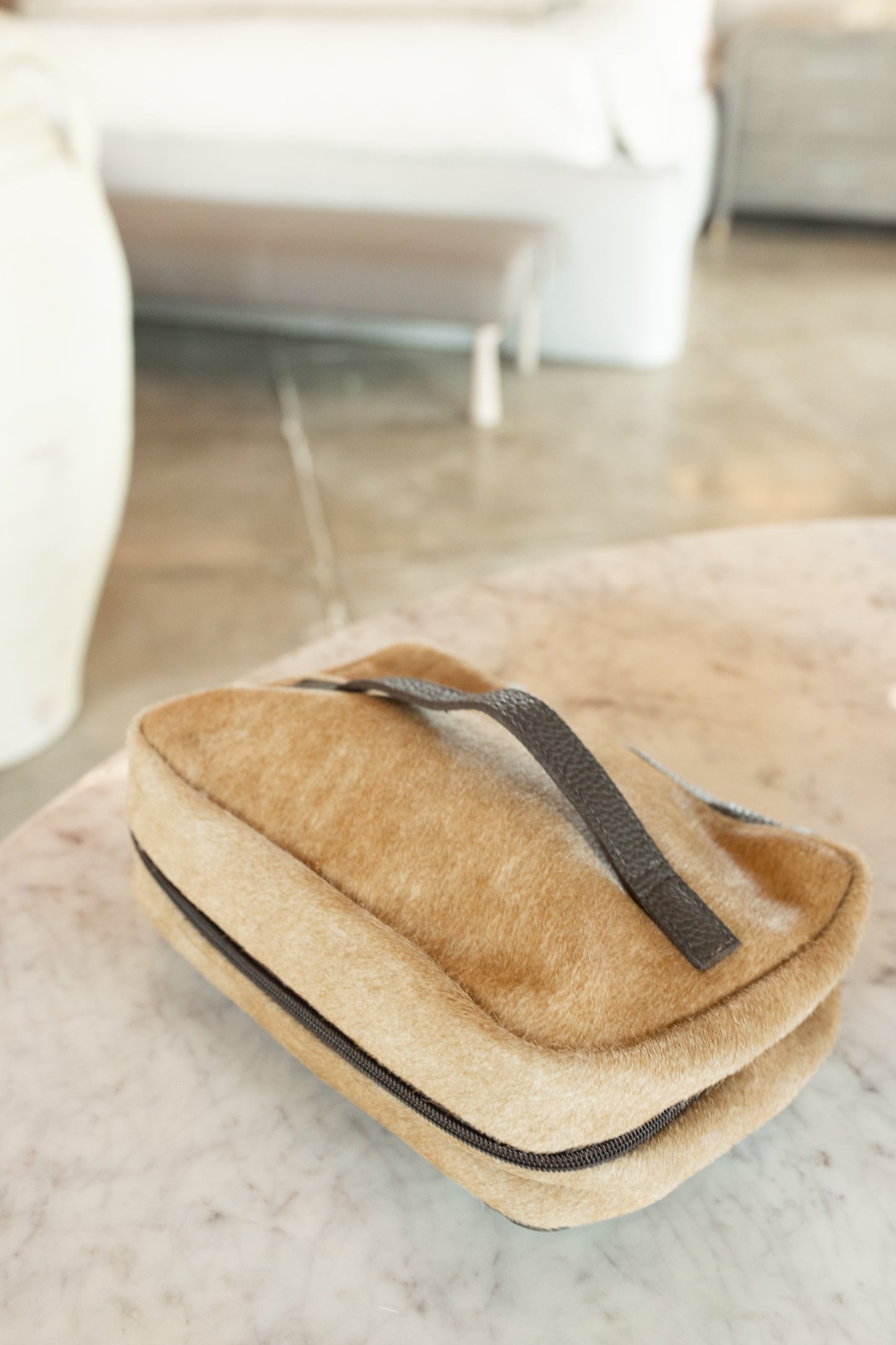 Leather & Fur Toiletry Bag