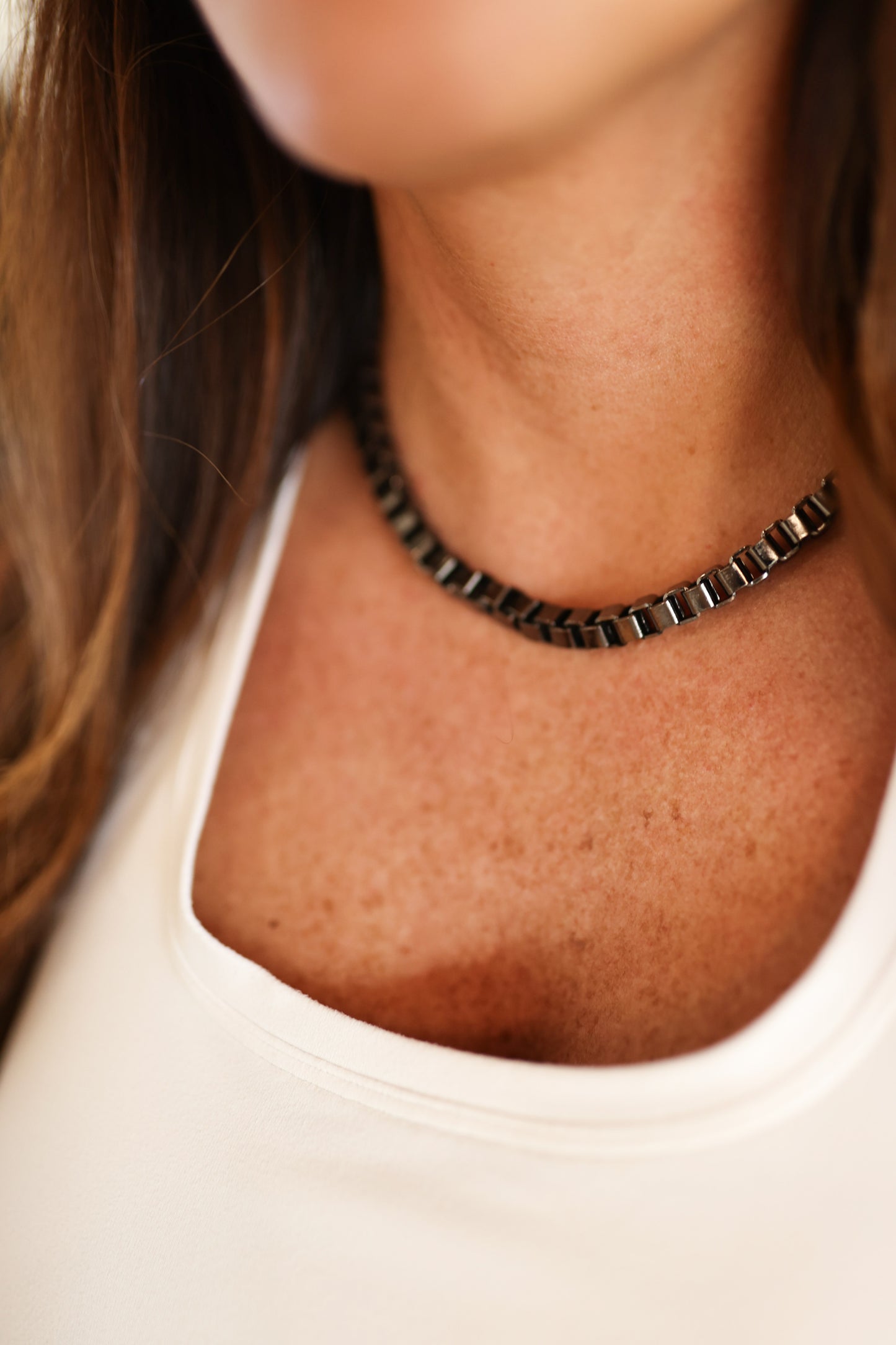 Gun metal Link Necklace