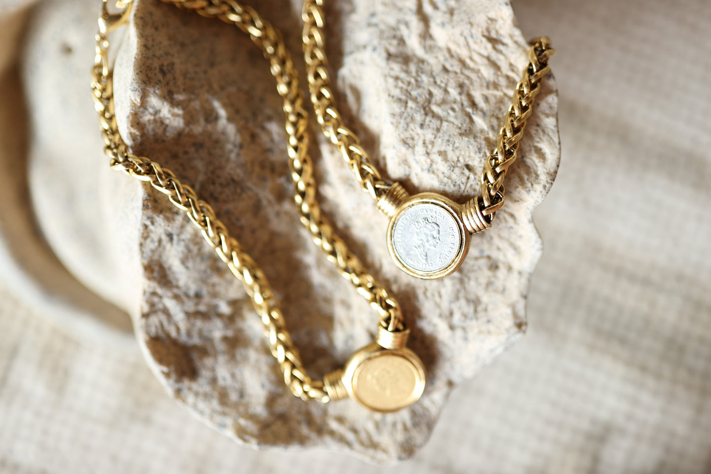 Coin Necklace - Silver and Gold