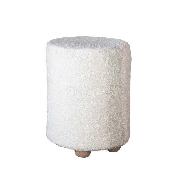 Round Cotton Sherpa Stool