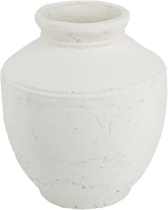 White Round Terracotta Vase - Large