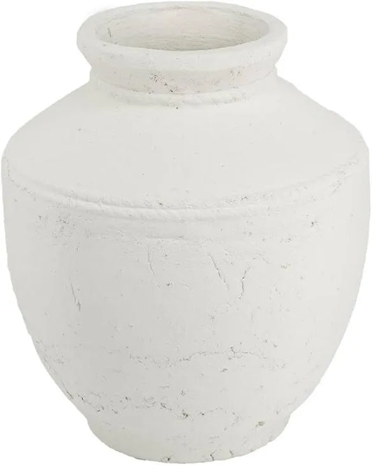 White Round Terracotta Vase