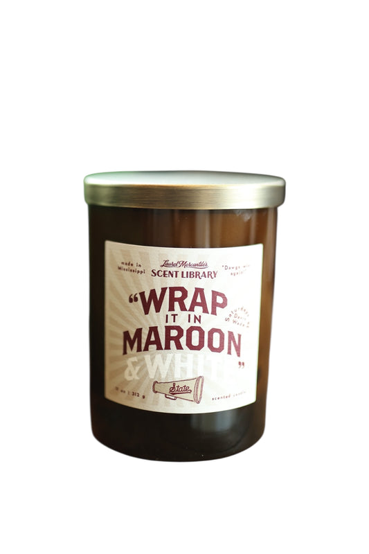 Wrap it in Maroon & White Candle