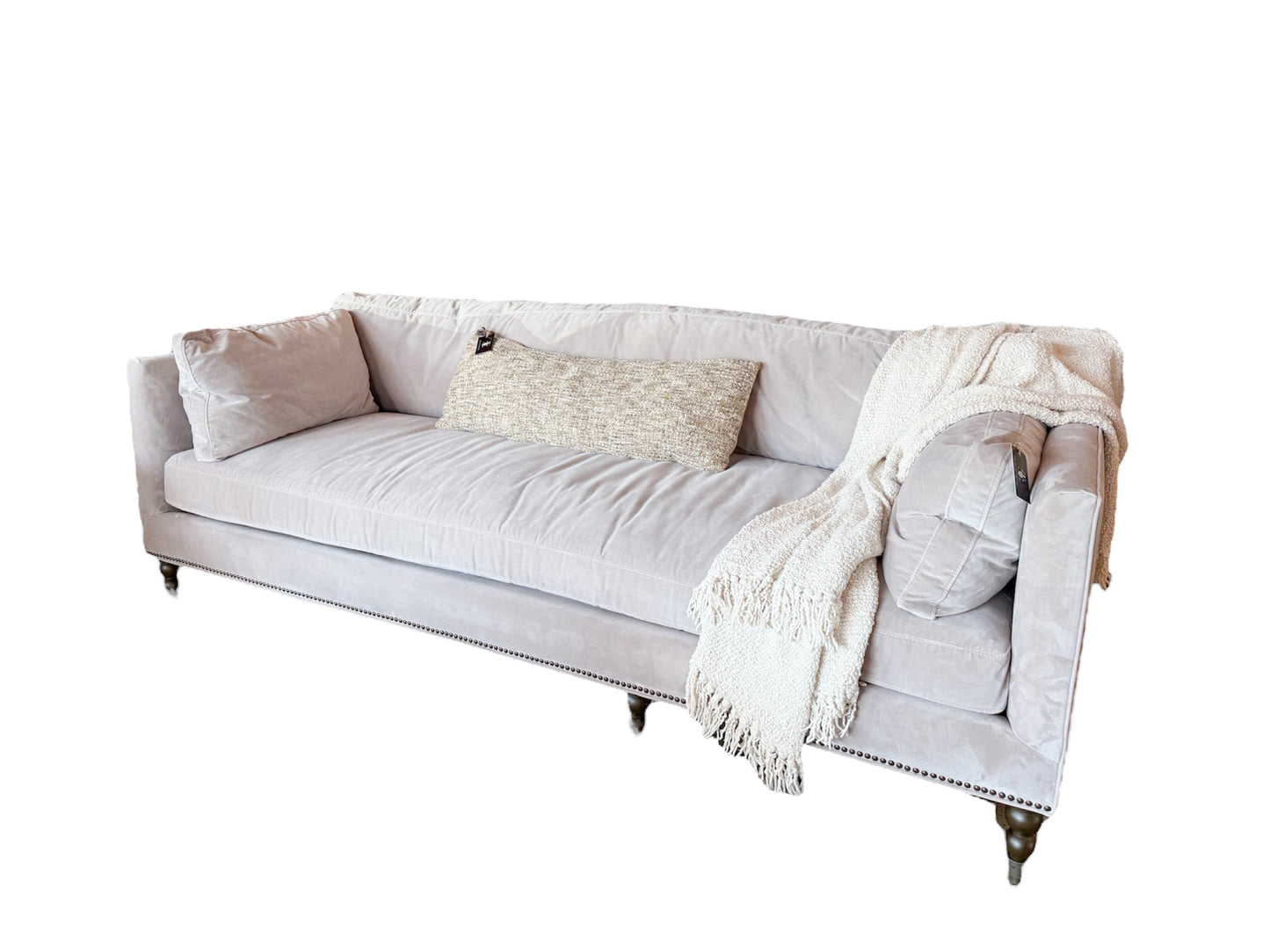 Adrienne Velvet Sofa - Light Grey