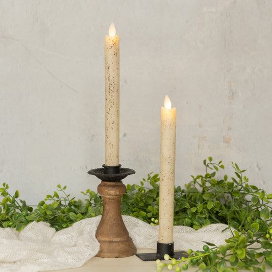 SET/ 2 - 9.5" MOVING FLAME CREAM TAPER CANDLE