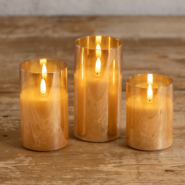 4" CHAMPAGNE GLASS 3D FLAME CANDLE