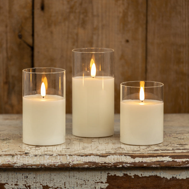 6" GLASS 3D FLAME CANDLE