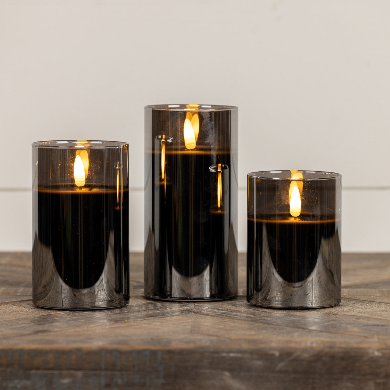 5" BLACK GLASS 3D FLAME CANDLE