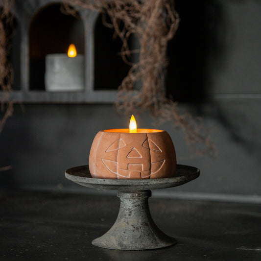 3" ORANGE JACK-O-LANTERN 3D FLAME CANDLE