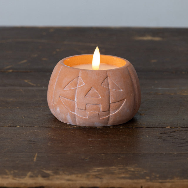 3" ORANGE JACK-O-LANTERN 3D FLAME CANDLE