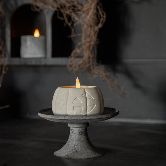 3" CREAM JACK-O-LANTERN 3D FLAME CANDLE