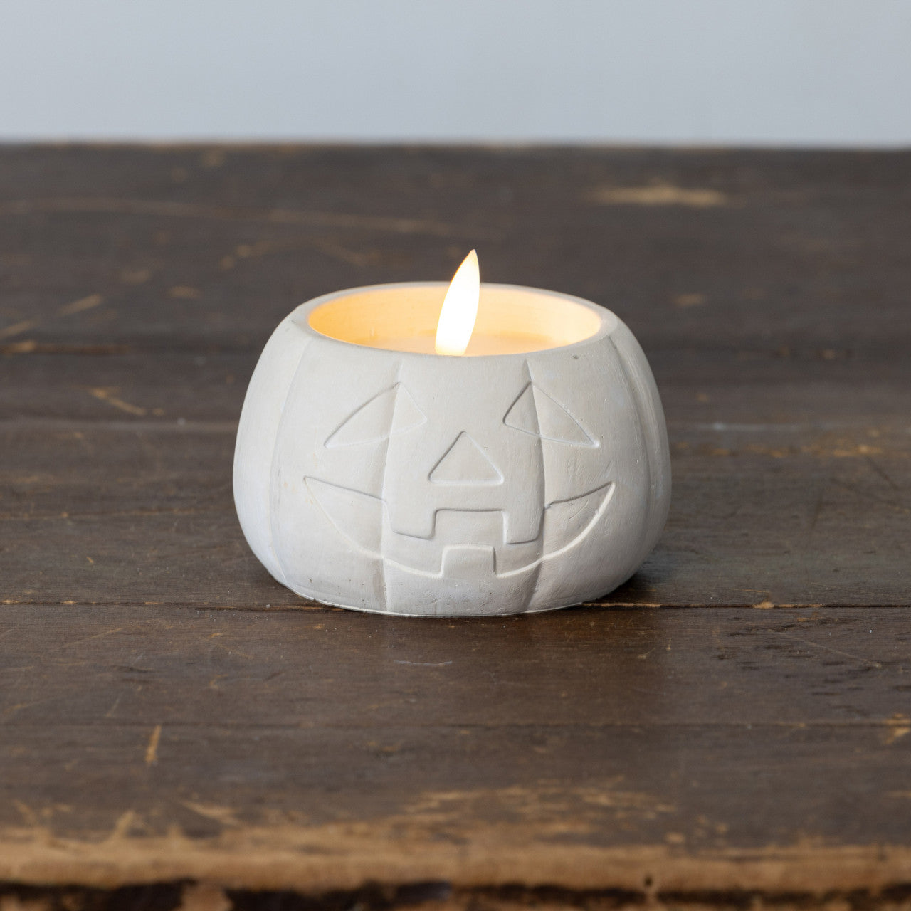 3" CREAM JACK-O-LANTERN 3D FLAME CANDLE